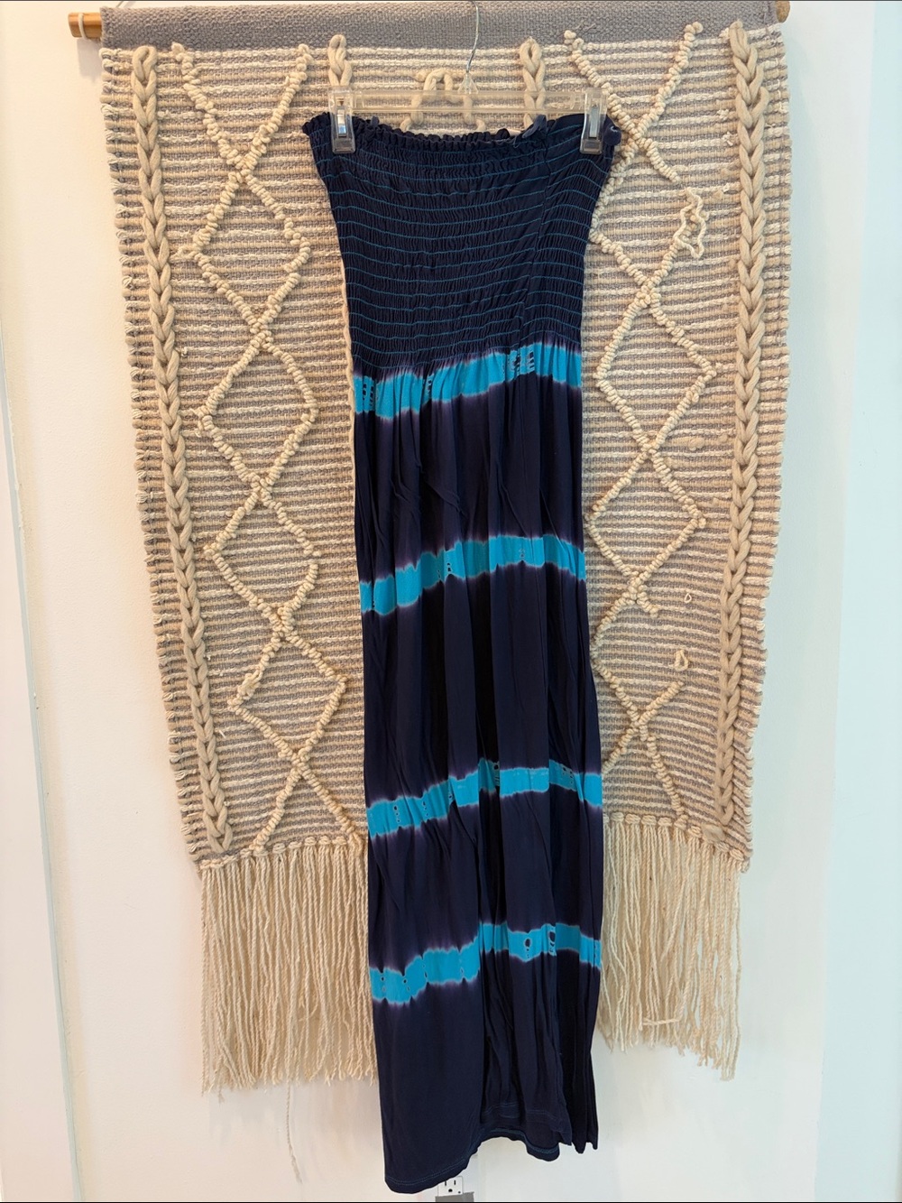 Lani Navy Maxi Skirt with Teal Tie-Dye Bands